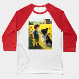 child hanging out with a dog. Baseball T-Shirt